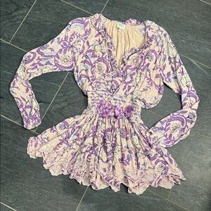 Hemant & Nandita Blush and Purple floral mini dress